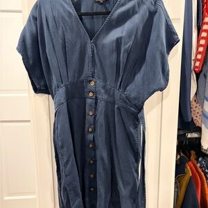 Quince Casual Blue Button-Down Dress